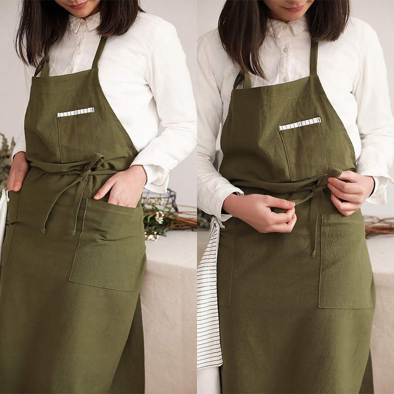 Cotton linen hand-wiping apron kitchen pure cotton cotton linen floral baking YIYUE