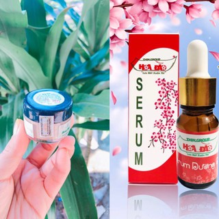 Combo kem mụn nắp đen và serum dưỡng da Hoa Đào