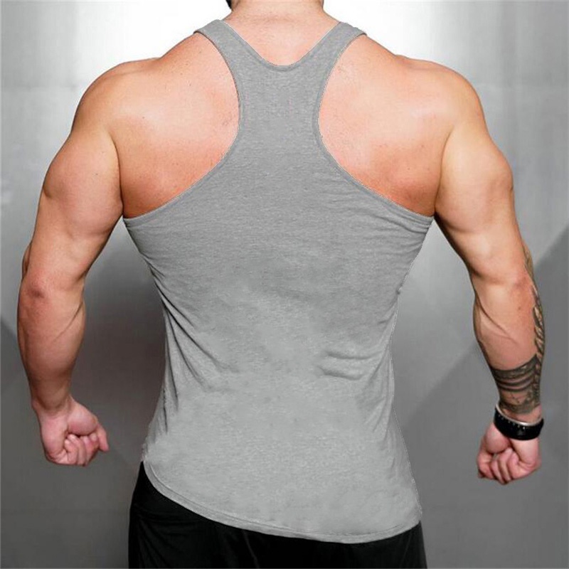 Áo Thun Ba Lỗ Thể Thao Nam In Chữ Cơ Bắp Bằng Vải Cotton