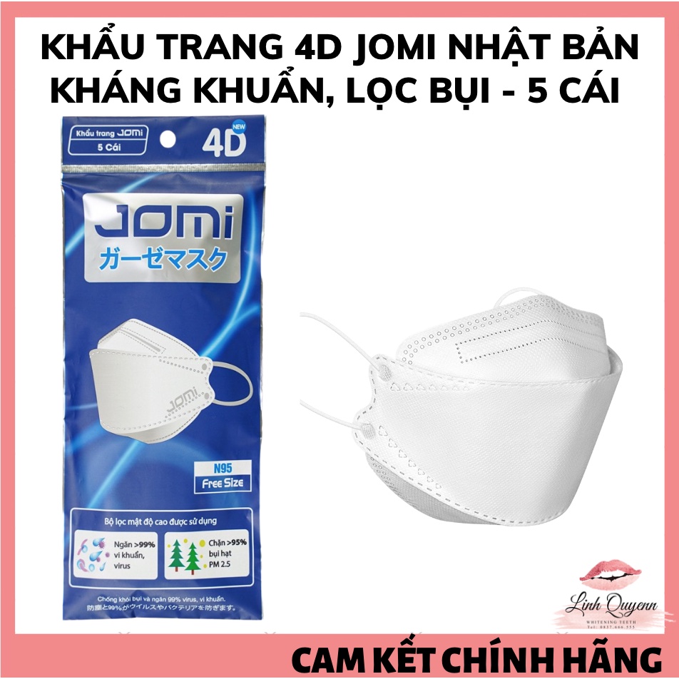 Khẩu Trang 3D Jomi Công Nghệ Nhật Bản Lọc Bụi Mịn &amp; Vi Khuẩn PM 2.5 - Túi 5 cái
