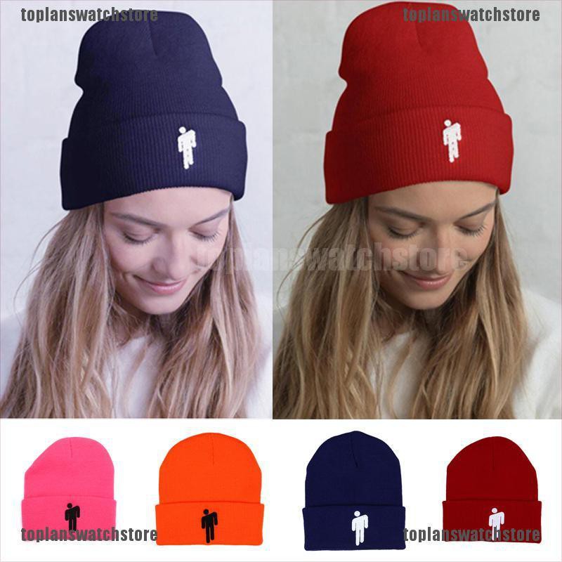 Mũ Beanie Dệt Kim Thêu Hình Billie Eilish Giữ Ấm Mùa Đông