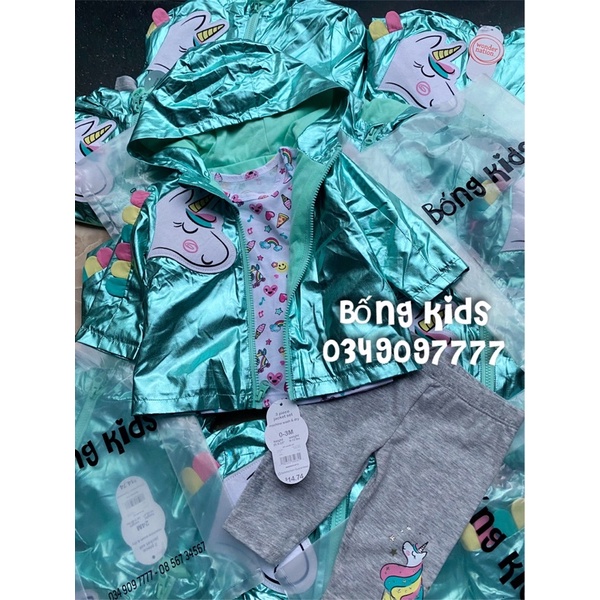 Set 3 Món Bé Gái Metallic Kỳ Lân Xanh ƯơnderNationo