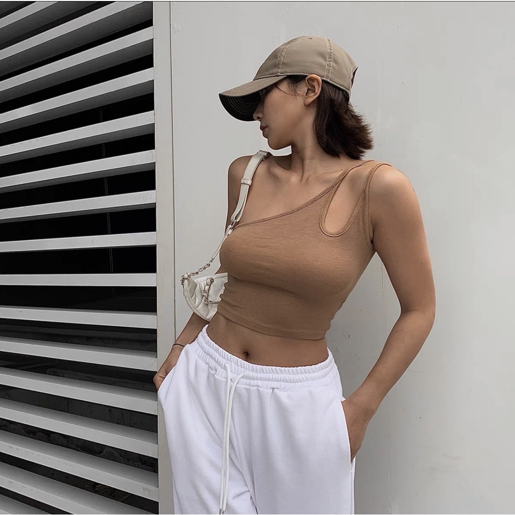 ÁO 2 DÂY CROTOP LỆCH CÁ TÍNH