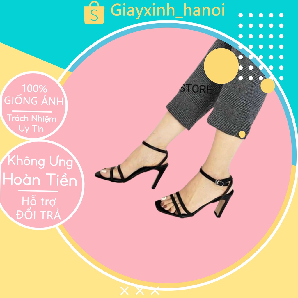 Sandal cao gót nữ gót nhọn cao 7p, Giày cao gót nữ quai mảnh chéo dây mảnh mũi vuông đẹp thời