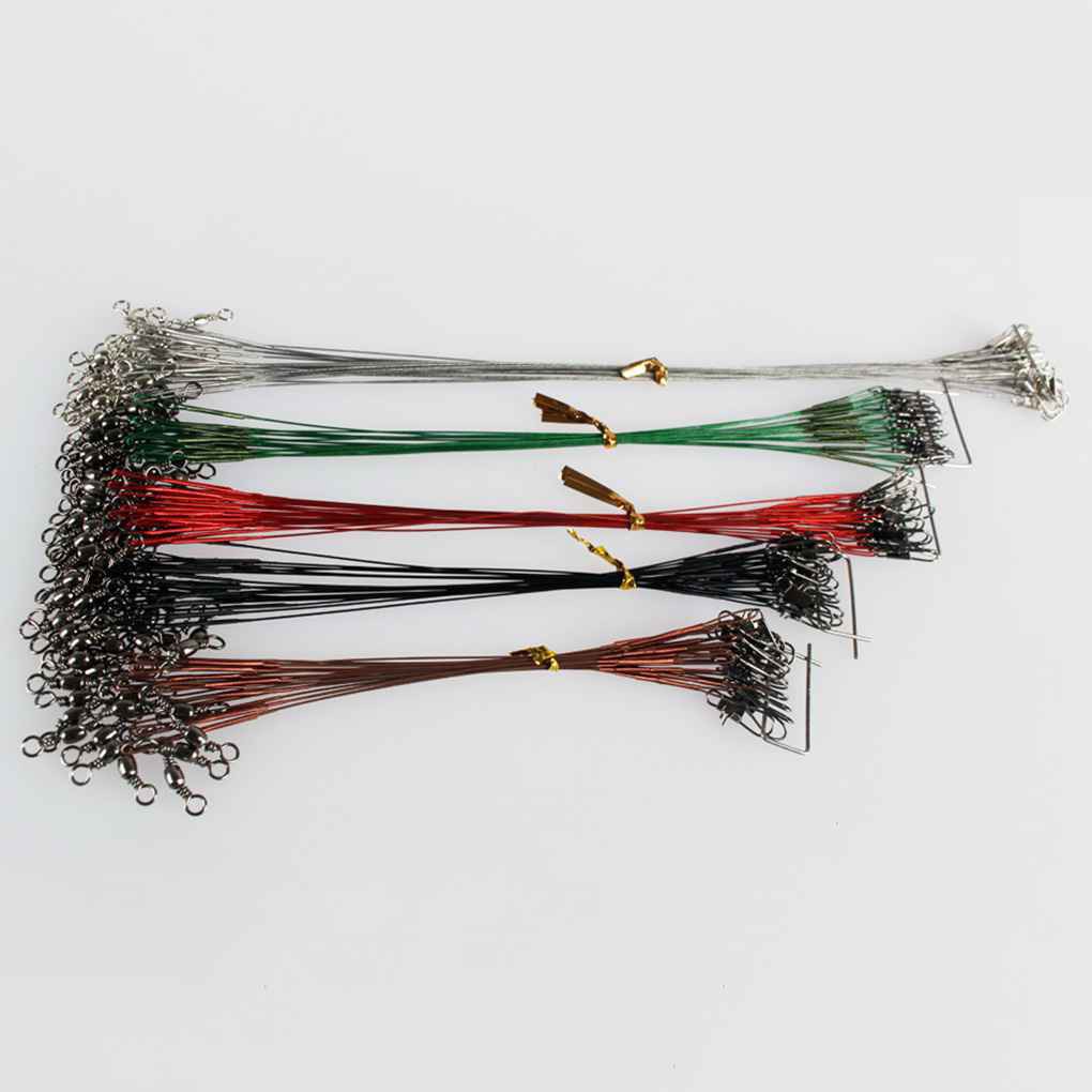 Bộ 10 dây gắn mồi câu và dây câu cá có móc bằng thép không gỉ