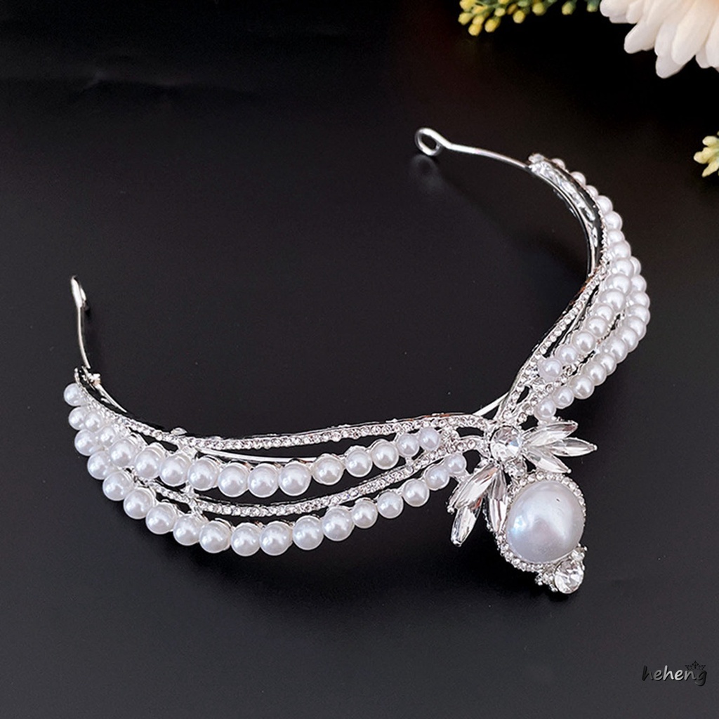 1 Vương Miện Đính Đá Và Ngọc Trai Và Đá Rhinestone Sang Trọng Cao Cấp Dành Cho Cô Dâu/Tiệc Cưới/Sinh Nhật