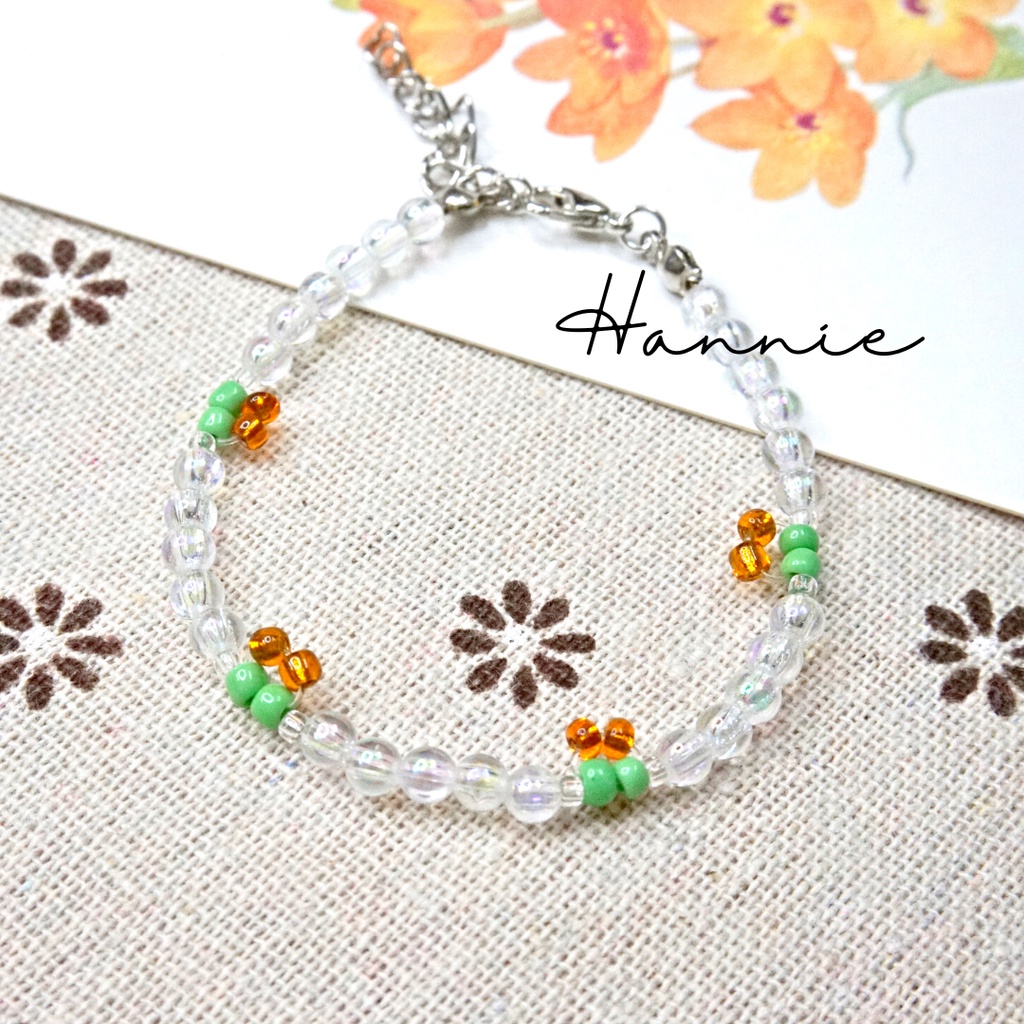 (Cam/Chanh/Cherry) Vòng tay hạt cườm hologram trái cây handmade đơn giản
