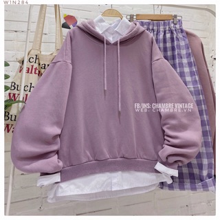 [W1N284] Áo hoodie tím CHAMBRE