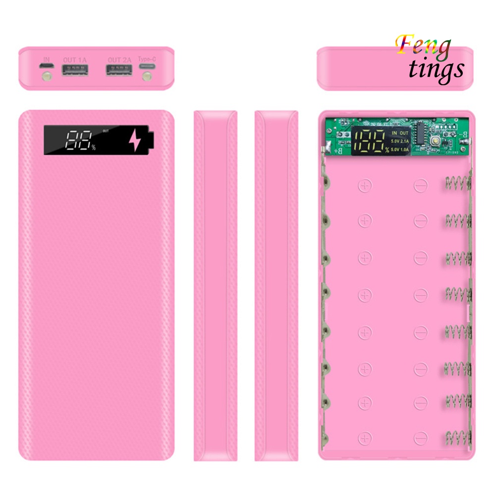 Hộp Đựng Pin Sạc Dự Phòng Micro Usb Type-C 18650 Màn Hình Lcd Diy Ốp