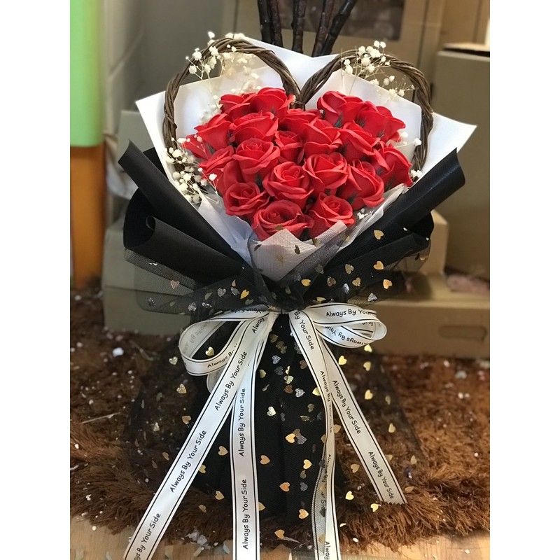 [Ship Hoả Tốc HN] Bó hoa tim Salic siêu xinh, mẫu thiết kế độc quyền nhà Khả An. Hoa sáp bền vĩnh cửu