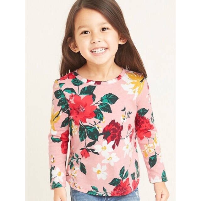 Áo phông dài tay oldnavy. cho bé ( hoa hồng 2y,3y,4y,5y)