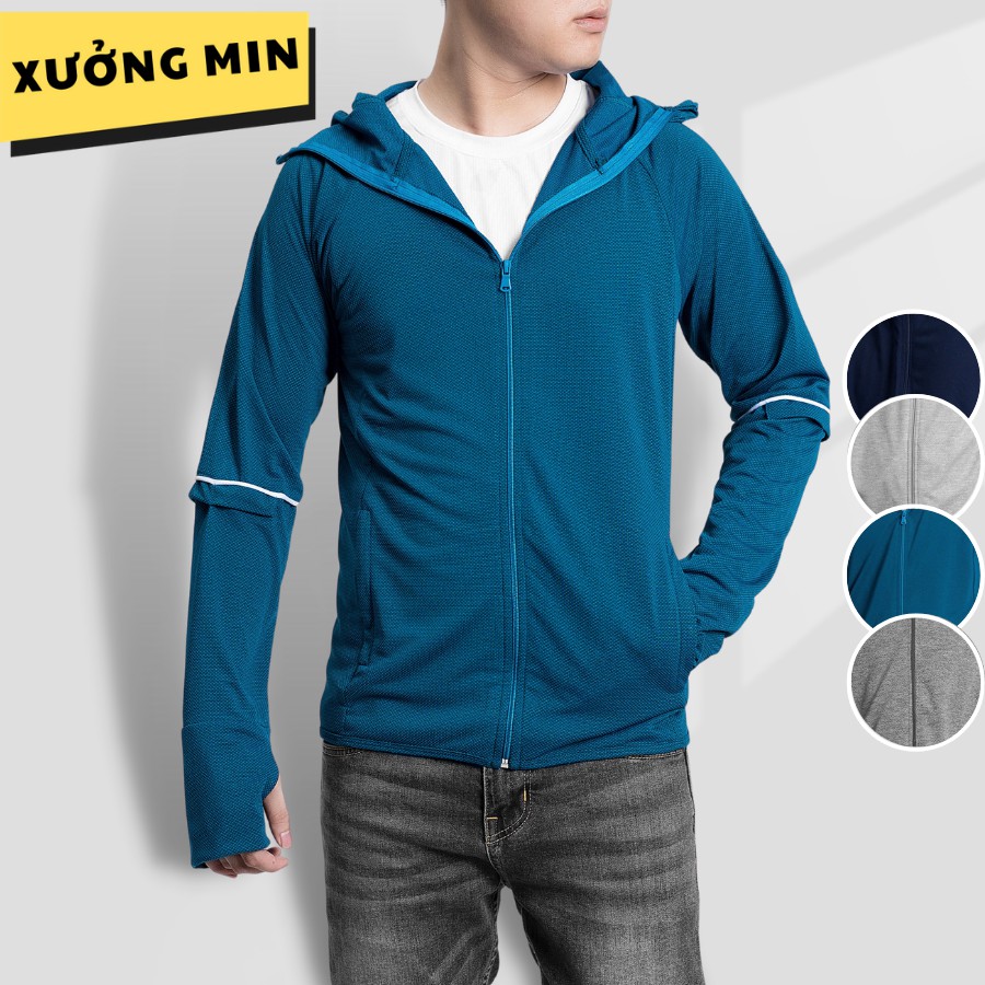 Áo khoác chống nắng nam cải tiến, tay layer thông hơi, khóa kéo cao che mặt chống tia UV, chuẩn UPF50+ XƯỞNG MIN