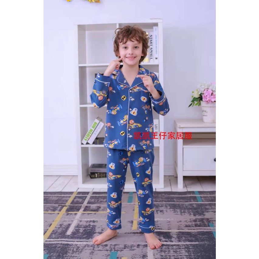 Bộ quần áo trẻ em dài tay Bộ pijama Chất liệu cotton cho bé trai từ 10-25kg PIKA KIDS