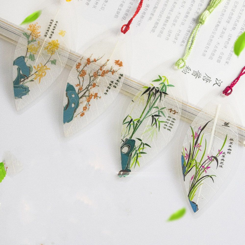 1 Phụ Kiện Đánh Dấu Trang Sách Hình Chiếc Lá Phong Cách Trung Hoa