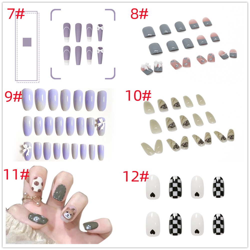 Set 24 Miếng Dán Móng Tay 19 Kiểu Dáng Dễ Thương Phong Cách Pháp