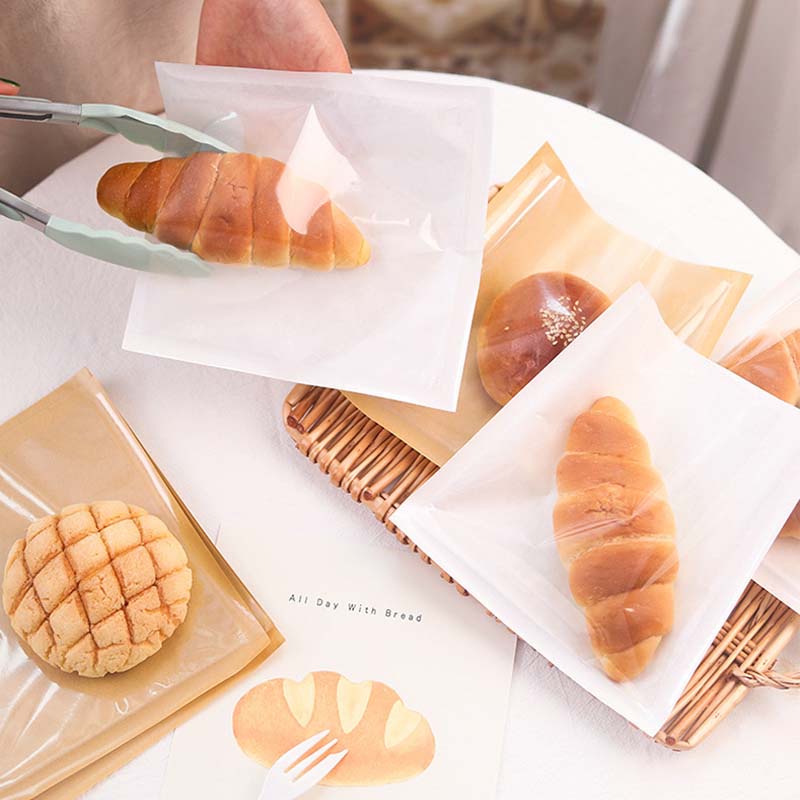 Set 100 Túi Giấy Kraft Đựng Bánh Mì Sandwich Chống Dầu Mỡ