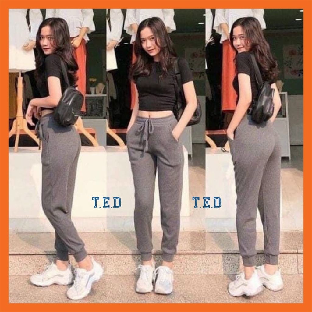 Quần nỉ jogger len tăm nữ , quần nỉ bo gấu chất len tăm siêu đẹp TED11