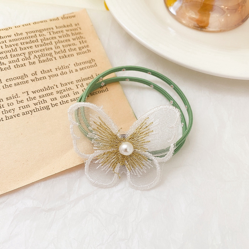 Dây buộc tóc hình bướm phối ngọc thiết kế dễ thương d2071305