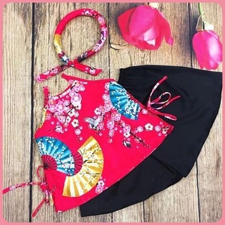 Yếm Đào Cho Bé Kèm Mấn , Bộ Yếm Truyền Thống Cho Bé Gái Chơi Tết Gồm 1 Yếm 1 Quần Xinh Xắn