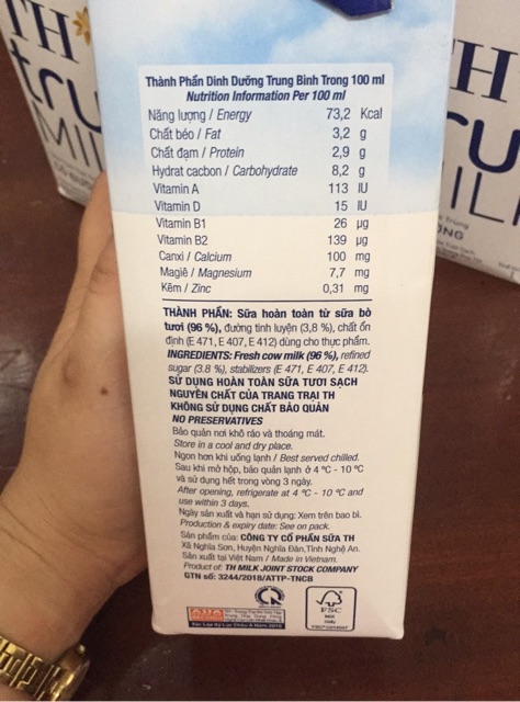 Sữa Tươi Tiệt Trùng TH True Milk Hộp 1 Lít Có Đường/K Đường(Date luôn mới)