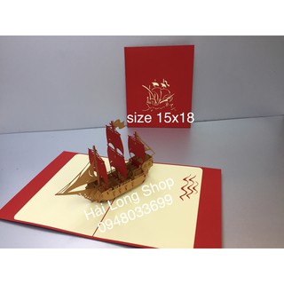 Thuyền 4 ( 3 Cánh ) - Boat - Thiệp 3D ( nhiều màu )