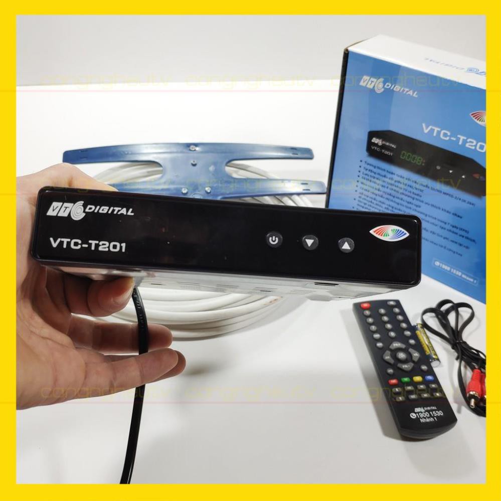 Đầu thu kĩ thuật số mặt đất DVB T2 VTC T201 tặng Anten xanh 15m