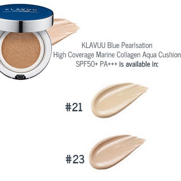 Phấn Nước KLAVUU Blue Pearlsation High Coverage Marine Collagen Aqua Cushion Spf50 PA+++