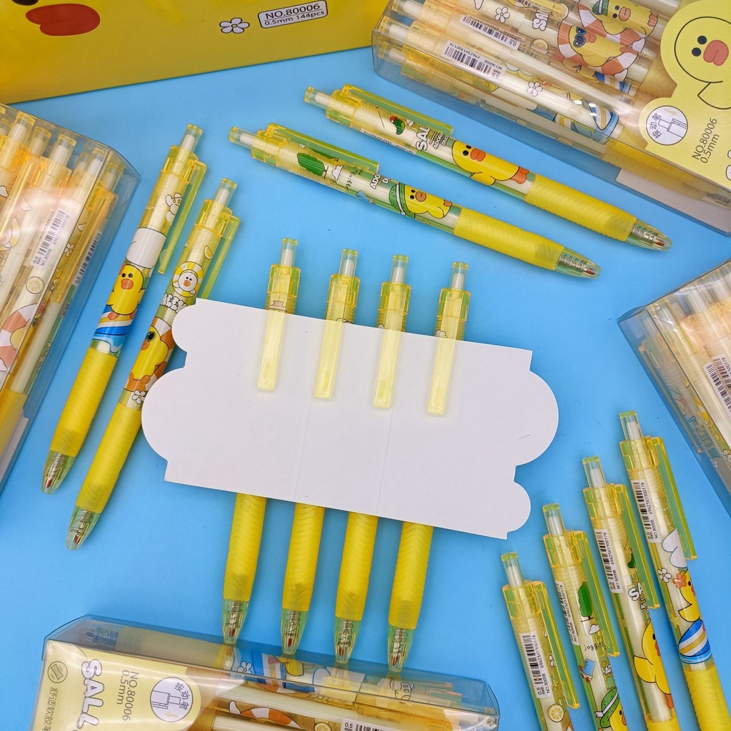 Bút bi gel nước mực xanh hình vịt Sally, Hoa anh đào siêu cưng ngòi 0.5mm