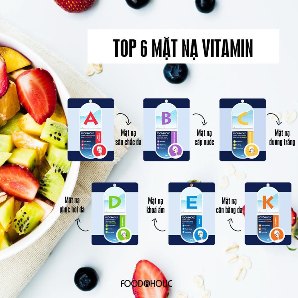 Măt Nạ Giấy Dưỡng Ẩm, Dưỡng Trắng Da Hàn Quốc Foodaholic 23g