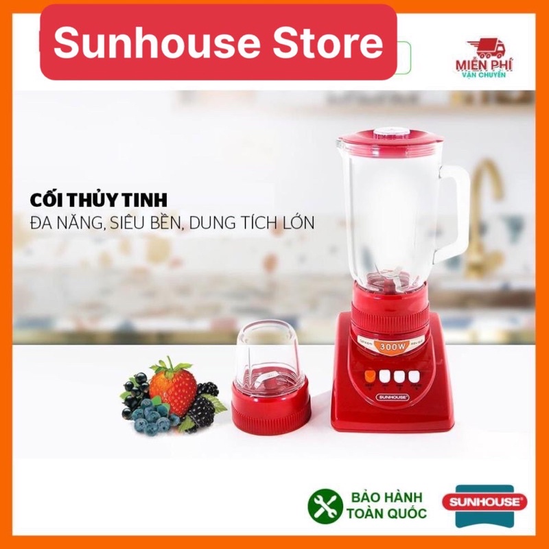 MÁY XAY SINH TỐ SUNHOUSE SHD5115, BẢO HÀNH TOÀN QUỐC, MÁY XAY SINH TỐ CỐI THỦY TINH, LƯỠI DAO SẮC BÉN