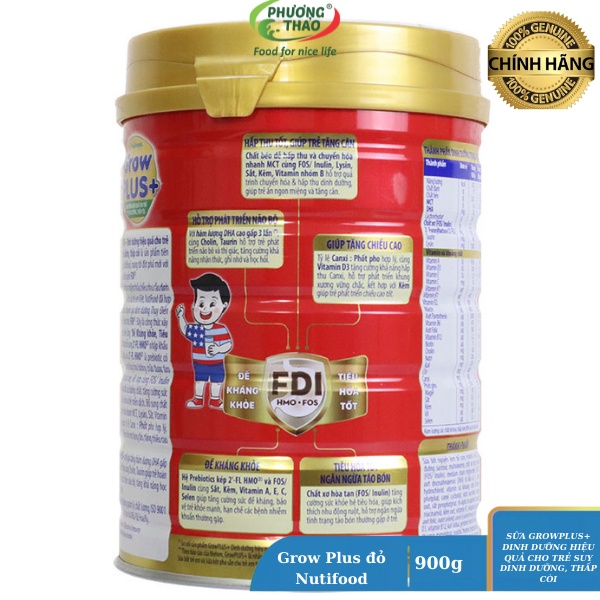 SỮA GROW PLUS ĐỎ FDI NUTIFOOD 900G DATE T7/2023