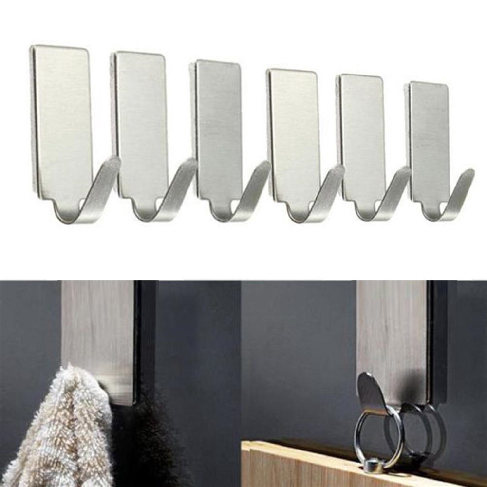 3pcs Self Sticker Adhesive Stainless Steel Hook Kitchen Bathroom Towel Hooks