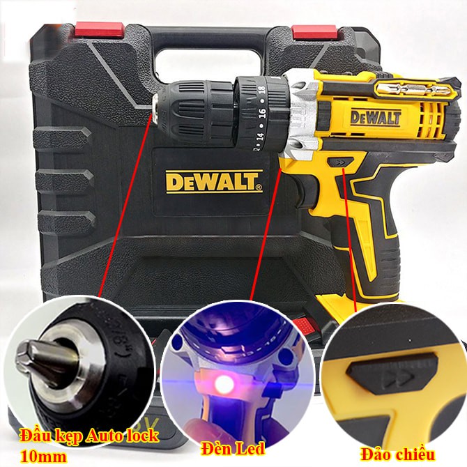 [ RẺ VÔ ĐỊCH ] MÁY KHOAN PIN DEWALT 36V Máy 2 PIN Kèm 24 Phụ Kiện - 3 CHỨC NĂNG (khoan, bắt vít, bulong)