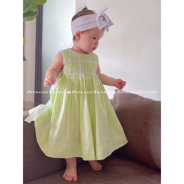 ĐẦM SMOCK HOA NƠ EO