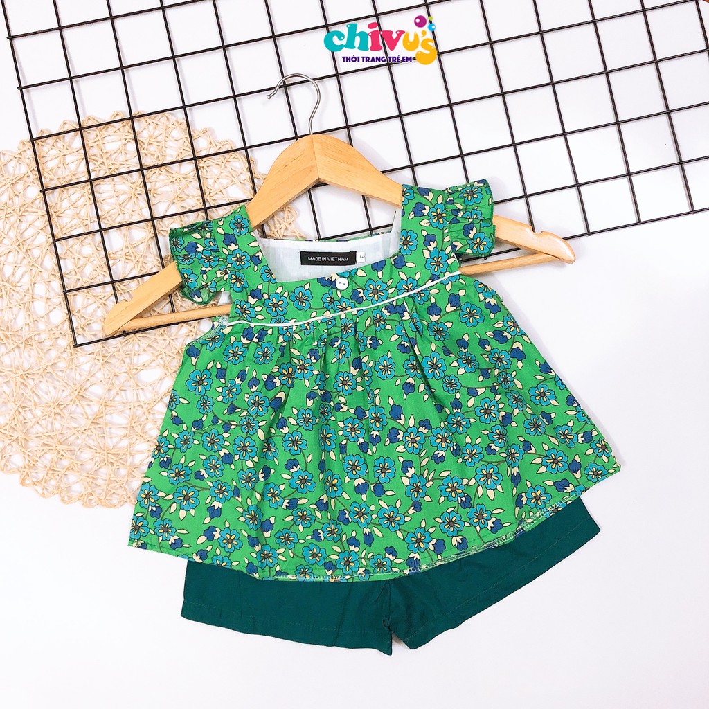 Đồ bộ bé gái chất thô boil hoạ tiết chấm bi hàng thiết kế siêu đẹp áo váy bé gái 2 3 4 5 6 7 tuổi CHIVU's KID