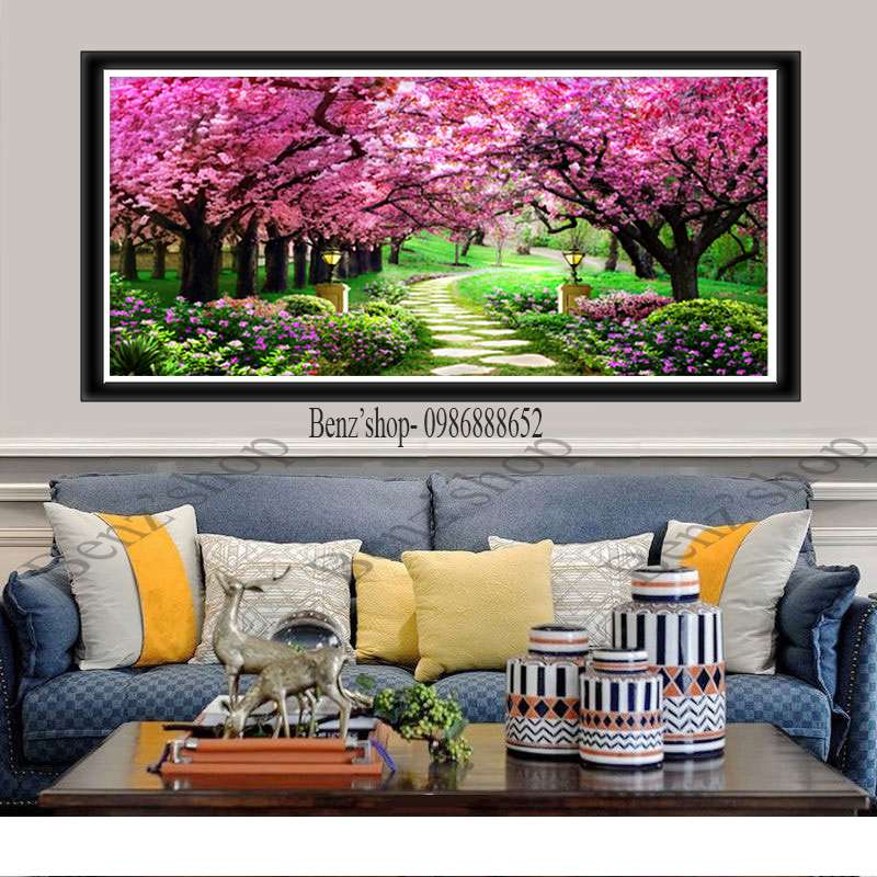 Tranh thêu chữ thập  Con đường tình yêu thêu kín FJ0758 149*66cm,  FJ0759 195*84cm, LV3258, LV3259, đá LV512