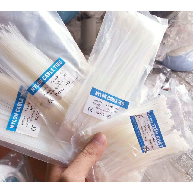 100 Sợi dây rút nhựa trắng đủ SIZE hàng đẹp, phân phối chuyên nghiệp.