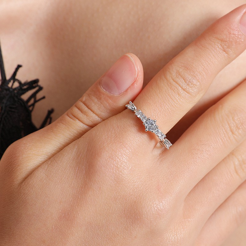 Nhẫn Đính Hôn Bằng Kim Cương Mạ Vàng 14K Tinh Tế Cho Nữ Phong Cách Thời Trang Hàn Quốc