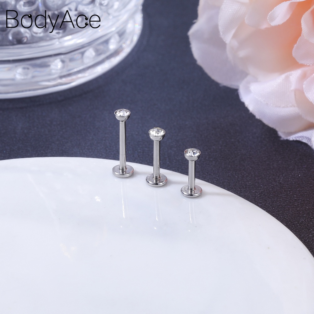 1 Bộ Khuyên Xỏ Cơ Thể Bằng Thép Không Gỉ Đính Pha Lê Thời Trang