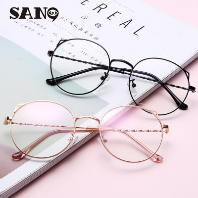 Mắt kính gọng kim loại tròn to phong cách retro