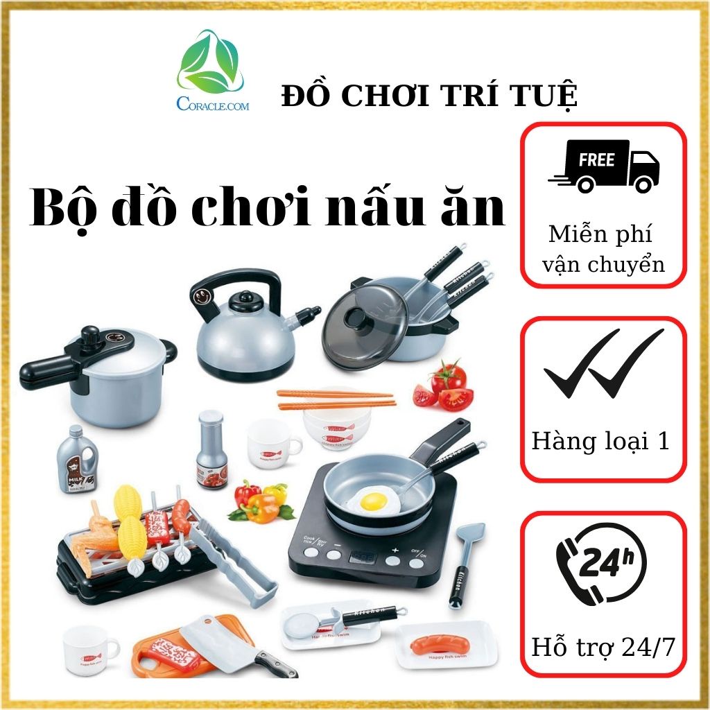 Bộ đồ chơi nấu ăn nhà bếp KITCHEN PLAY SET 36 chi tiết nhựa ABS cao cấp cho bé. CORACLE