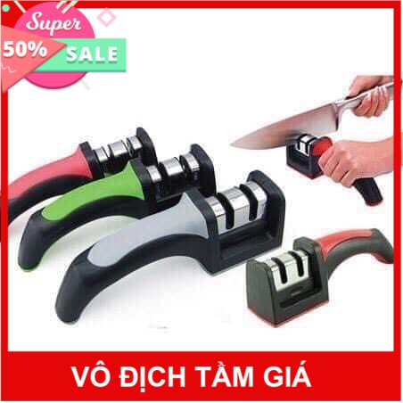 Dụng cụ mài dao 3 rãnh  được chế tạo từ loại thép siêu bền, không gỉ, nên rất dễ dàng lau rửa.