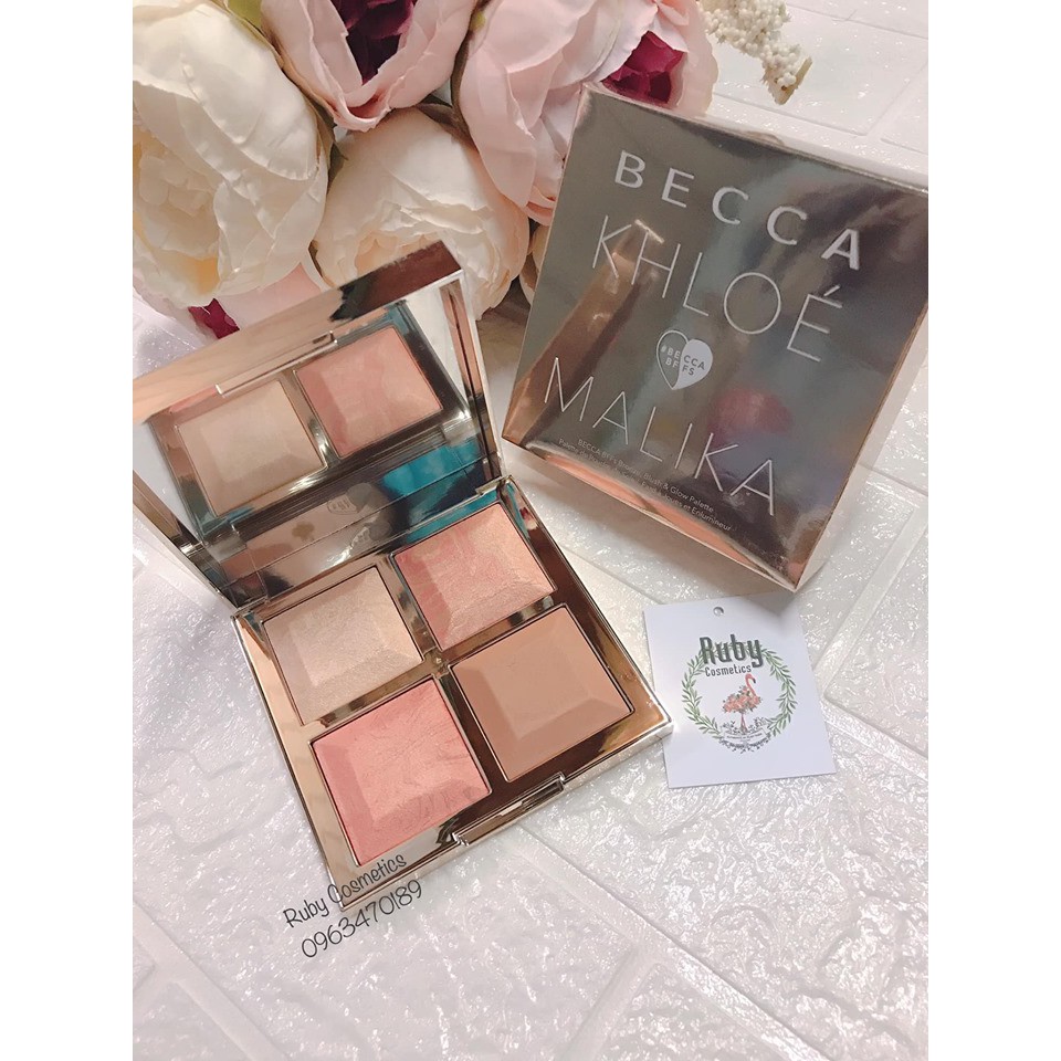 Phấn Má Becca Khloe Malika Bronze, Blush &amp; Glow Palette