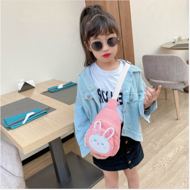 Túi đeo chéo mini cho bé trai bé gái Hạ Băng Designs, túi xách mini trẻ em đựng tiền điện thoại - Hình Thỏ