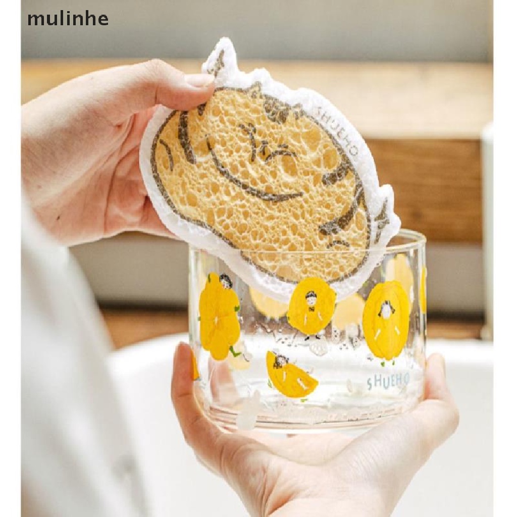 Miếng Bọt Biển Rửa Chén Dạng Nén Chất Liệu Cotton Bột Gỗ Ma Thuật Họa Tiết Hoạt Hình Đa Năng mulinhe
