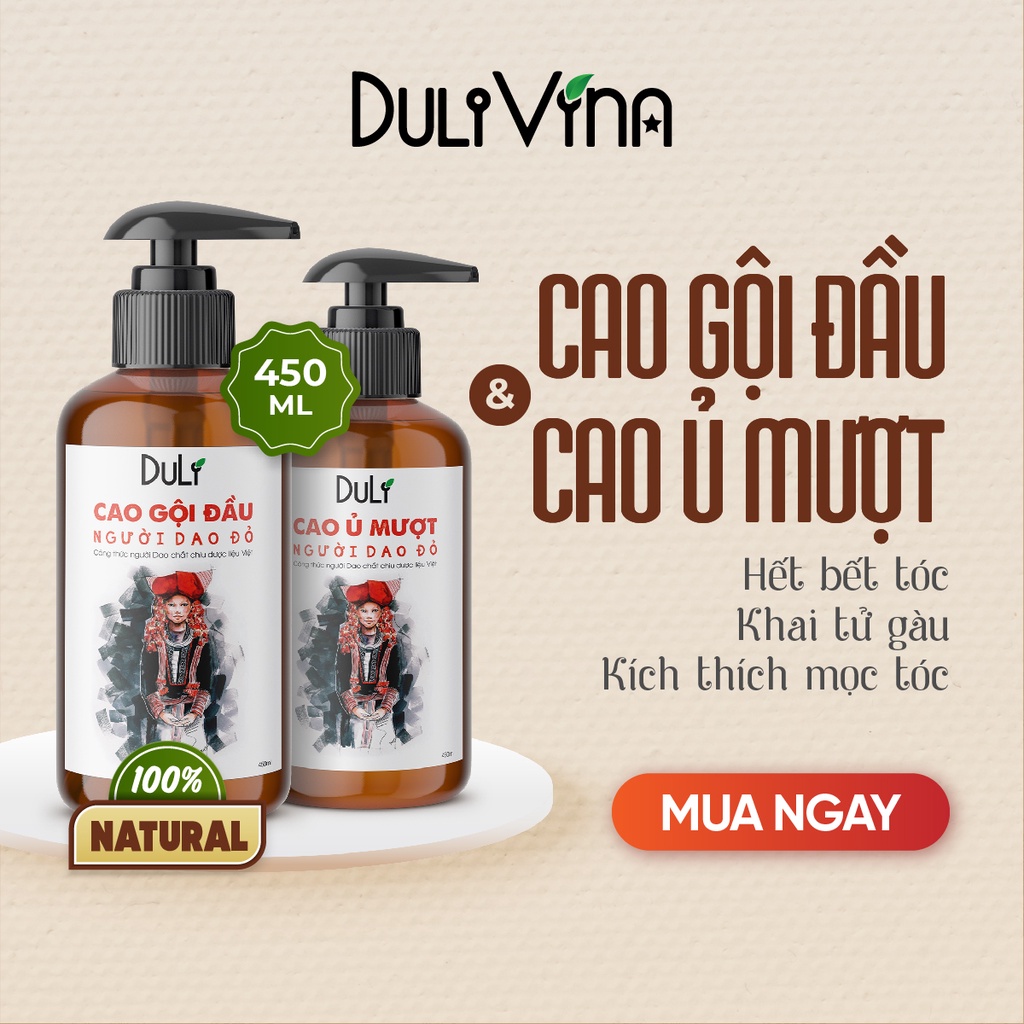 [Mã DULIVE100k giảm 100k đơn 390k] CẶP CAO DẦU GỘI THẢO DƯỢC DULIVE  NGƯỜI DAO ĐỎ 450ML GIẢM RỤNG, MƯỢT TÓC