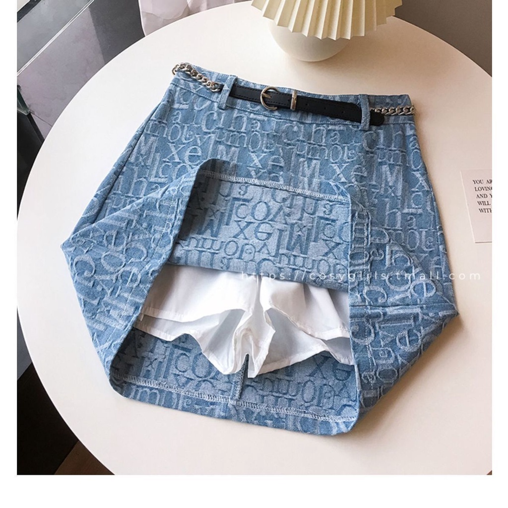 Chân váy jean chữ A phong cách Hàn Quốc 2021