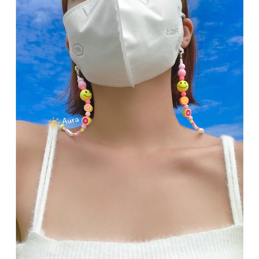 Dây đeo khẩu trang Mặt cười Pastel  handmade thiết kế bởi Aura