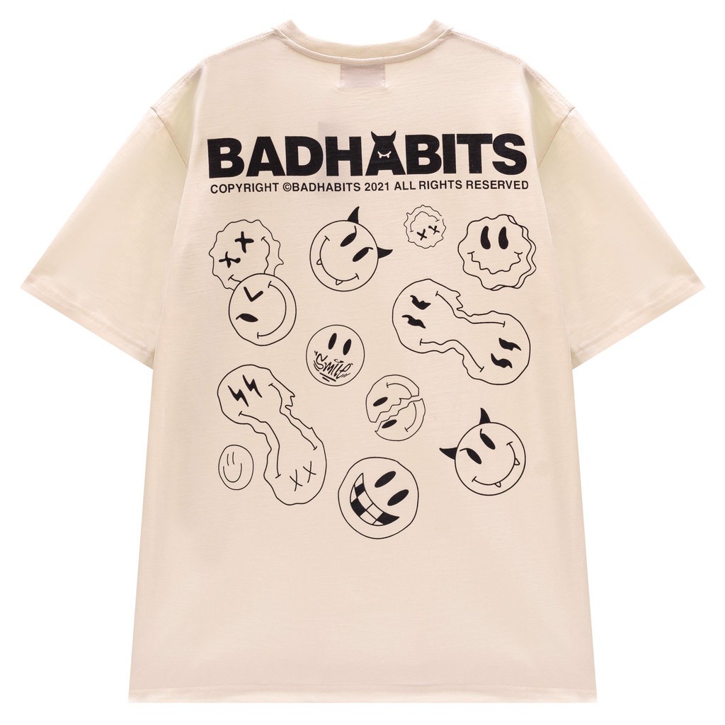 Áo Thun Unisex Bad Habits Smile Màu Cream 100% Cotton - Local Brand Chính Hãng