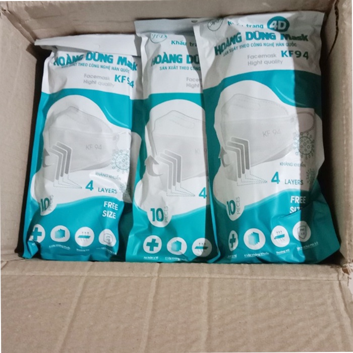 Khẩu trang KF94 - 4 lớp Hoàng Dũng  4D Mask kháng khuẩn cao cấp